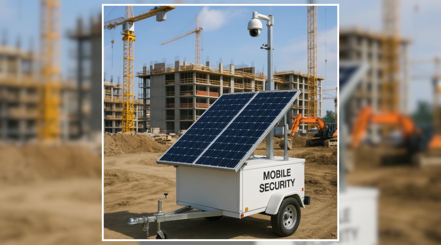 Mobile security trailer at a construction site